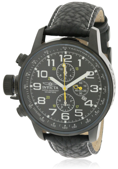 Invicta Mens Lefty Chronograph Black Leather Watch 33321