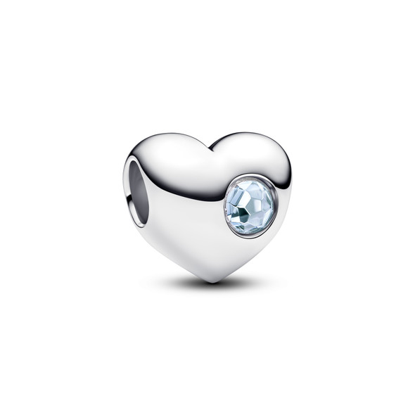 Pandora Engravable Sea Aqua Blue Stone Heart Charm 794161C03