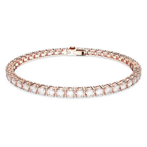 Swarovski Matrix Tennis Bracelet - Round Cut - White - Rose Gold-tone Plated - X-large 5657660