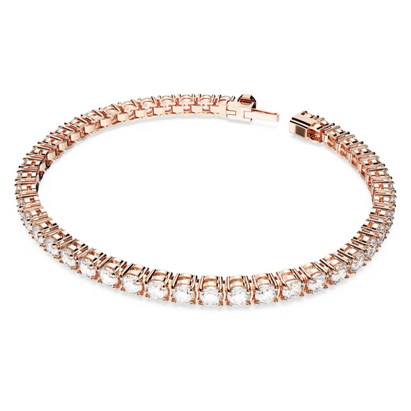 Swarovski Matrix Tennis Bracelet - Round Cut - White - Rose Gold-tone Plated - Large 5657661