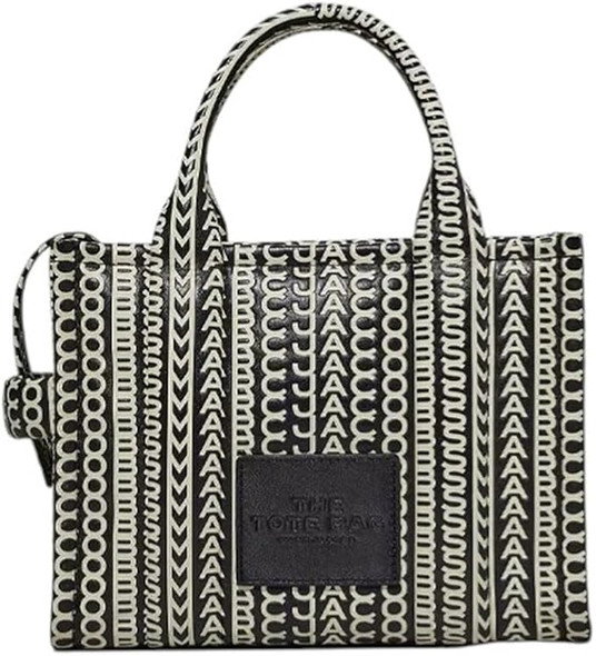 Marc Jacobs The Monogram Leather Mini Tote Bag - Black/White 2S3HTT001H03-005