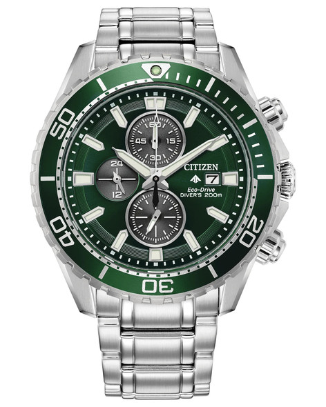 Citizen Eco-Drive Promaster Dive Chronograph Green Dial Mens Watch CA0820-50X