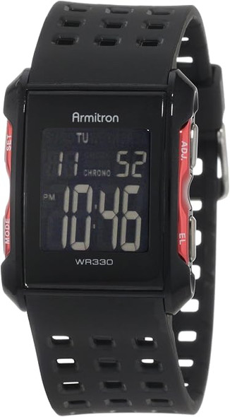 Armitron Sport Chronograph Black and Red Digital Mens Watch 40-8177RED