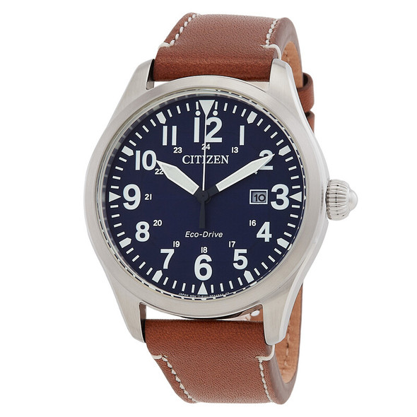 Citizen Eco-Drive Chandler Military Leather Mens Watch BM6838-17L