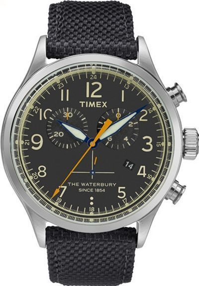 Timex Waterbury Traditional Chronograph Black Dial Fabric Strap Mens Watch TW2R38200