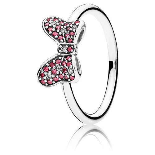 PANDORA Disney - Minnies Sparkling Bow Ring - Red & Clear CZ
