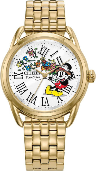 Citizen Disney Mickey Classic Inspired Gold-Tone Ladies Watch FE7093-57W