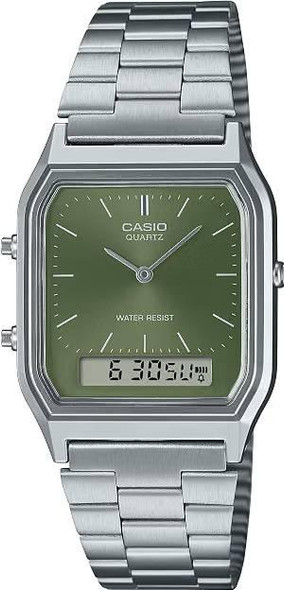 Casio Vintage Ana-Digi Sunray Dial Stainless Steel Unisex Watch AQ-230A-3A