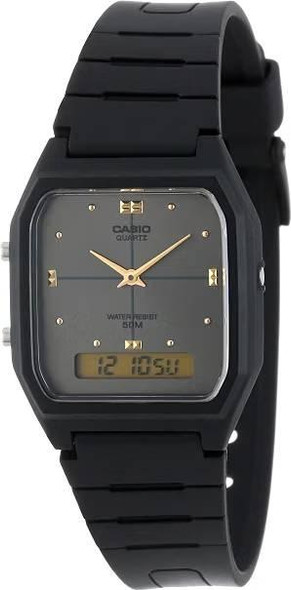 Casio Ana-Digi Black Resin Mens Watch AW-48HE-8A