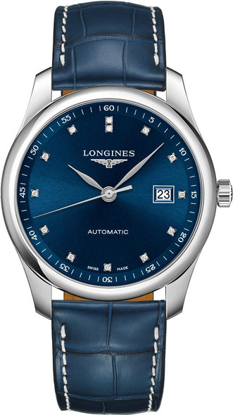 Longines Master Collection Automatic 40mm Blue Diamond Dial Leather Mens Watch L27934970