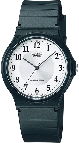 Casio Classic White Dial Black Resin Quartz Mens Watch MQ-24-7B3