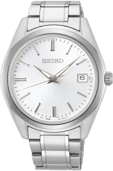 Seiko Essentials Quartz White Dial Stainless Steel Mens Watch SUR307P1