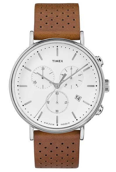 Timex Fairfield Chrono 41mm Silver/Tan Mens Watch TW2R26700