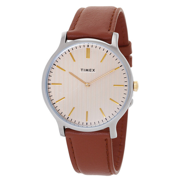 Timex Gallery Norway 40mm Champagne Dial Brown Leather Mens Watch TW2V28200