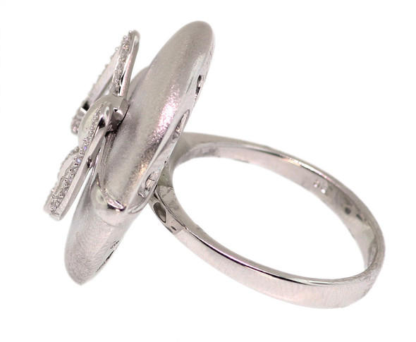 925 Sterling Silver Rhodium Plated Ring With Outlined Cubic Zirconia Bow - FNCDLS06