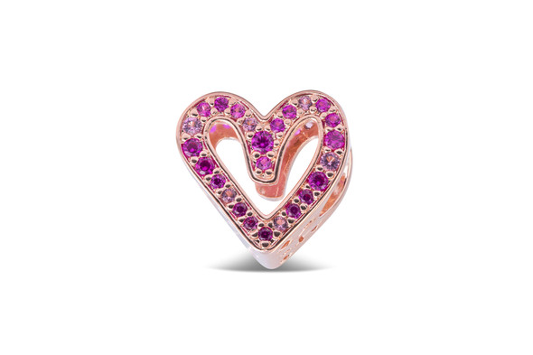 Pandora Sparkling Ruby Red & Pink Freehand Heart Charm 788692C02