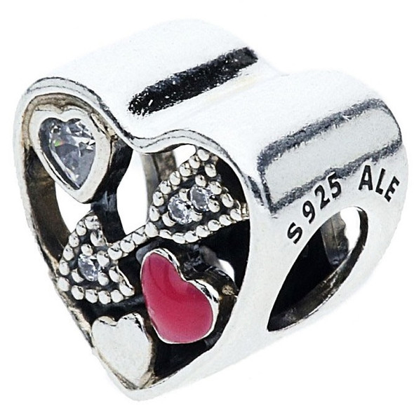 PANDORA Struck By Love - Magenta Enamel & Clear CZ Charm - 792039CZ