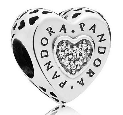 PANDORA Signature Heart Charm - Clear CZ - 797375CZ