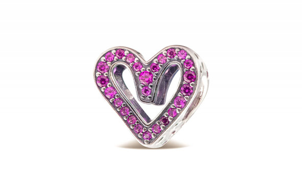Pandora Sparkling Ruby Red Freehand Heart Charm 798692C02