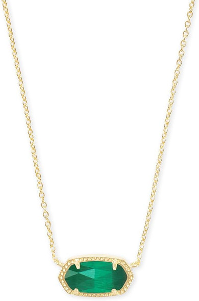 Kendra Scott Elisa Gold Pendant Necklace in Emerald Cats Eye 42177138106