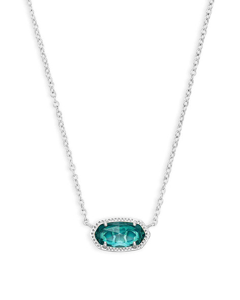 Kendra Scott Elisa Pendant Necklace in London Blue Glass and Rhodium Plated 4217717626