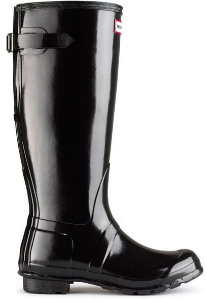 Hunter Womens Original Back Adjustable Gloss Rain Boots - Black - 8 WFT1001RGL-BLK-8