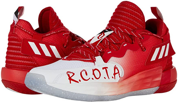 adidas Mens Dame 7 Extended Play Basketball Shoes - White/Scarlet/Black - 10 H68986-10