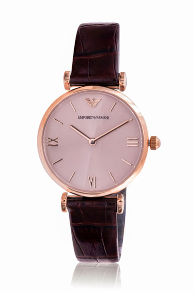 Emporio Armani Pink Leather Ladies Watch AR11313 - Jacob Time Inc