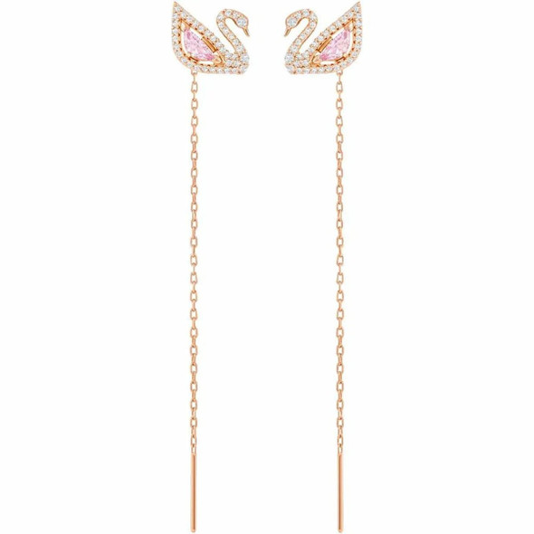 Swarovski Dazzling Swan Drop Earrings Swan - Pink - Rose Gold-Tone Plated 5469990