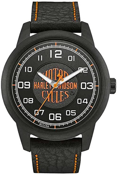 Harley-Davidson Bar & Shield Script Black Stainless Steel Mens Watch 78A116