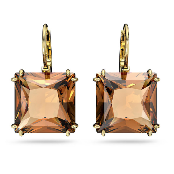 Swarovski Millenia Drop Earrings Square Cut - Brown - Gold-Tone Plated 5619494
