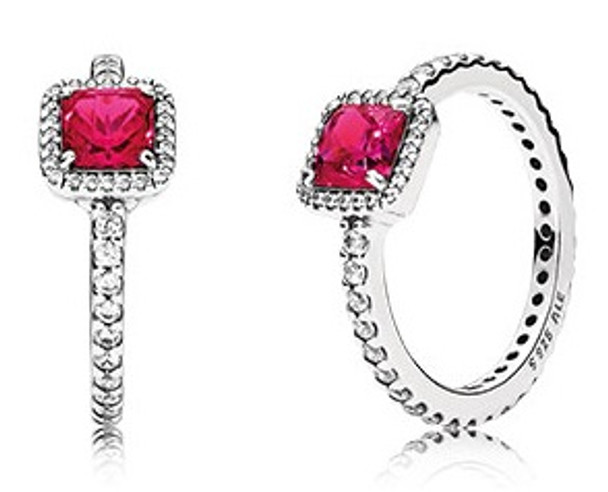 PANDORA Timeless Elegance Ring - Synthetic Ruby & Clear CZ