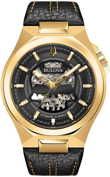 Bulova Maquina Automatic Leather Mens Watch 97A148