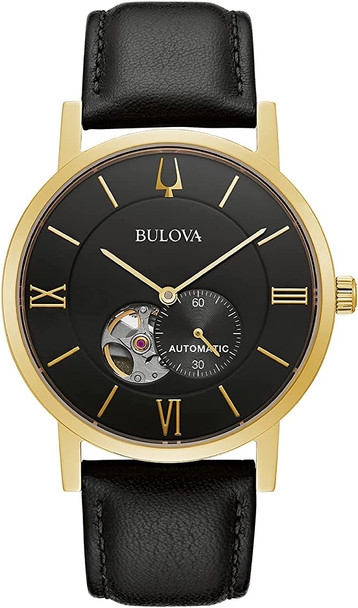 Bulova American Clipper Automatic Leather Mens Watch 97A154