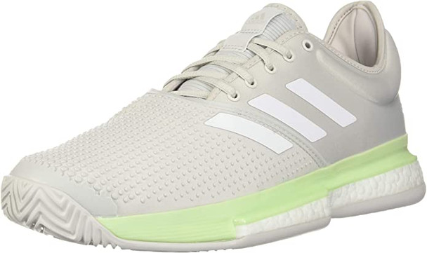 adidas Womens SoleCourt Boost Tennis Shoes - Glow Green/White/Grey - 6 EF2075-6