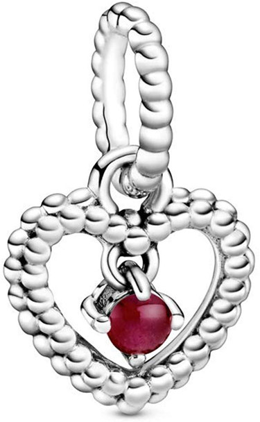 PANDORA Dark Red Beaded Heart Dangle Charm - 798854C08