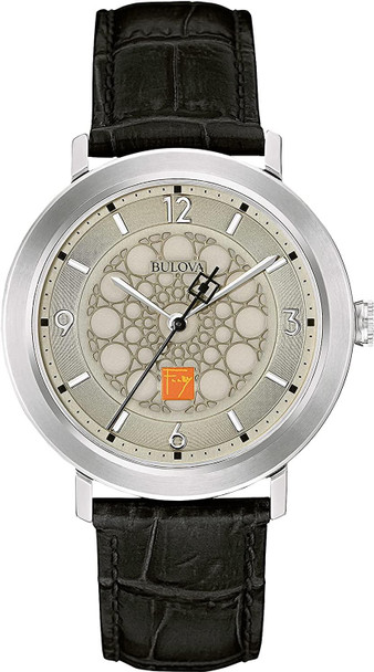 Bulova SC Johnson FRANK LLOYD WRIGHT Leather Mens Watch 96A164