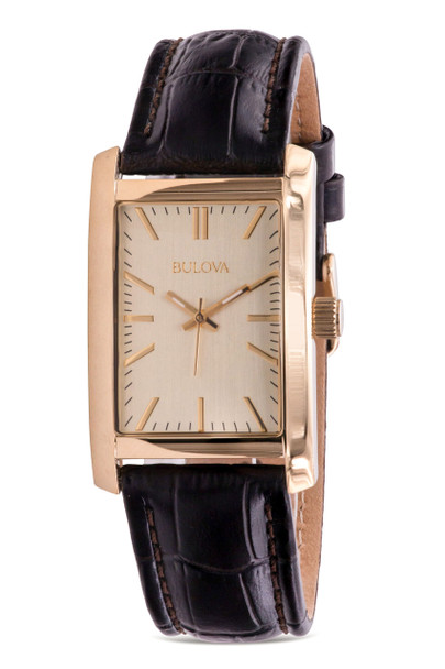 Bulova Corporate Brown Leather Mens Watch 97A112