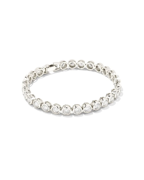 Kendra Scott Carmen Bright Silver Tennis Bracelet in White Crystal 9608801701