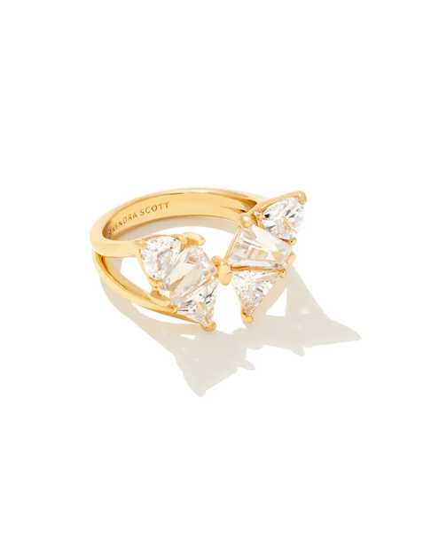 Kendra Scott Blair Gold Butterfly Ring in White Crystal - 9 9608803036