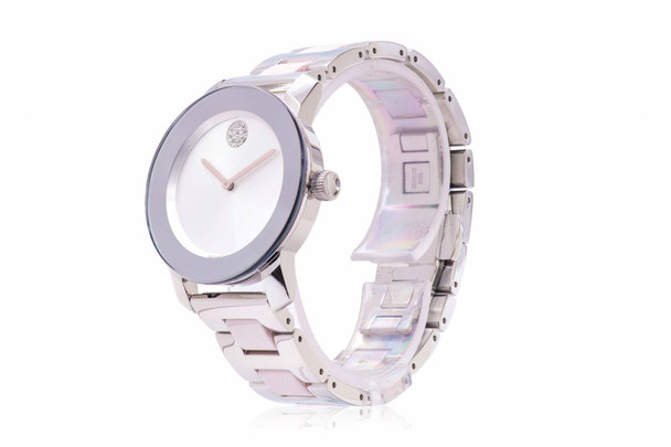 Movado Bold Pink Ceramic and Silver-Tone Ladies Watch 3600702