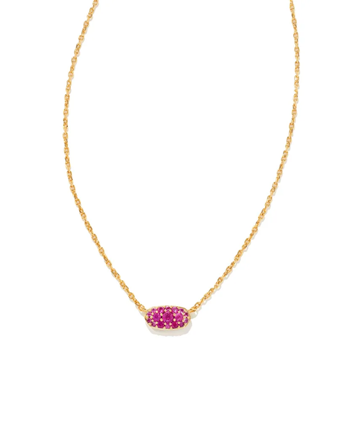 Kendra Scott Grayson Gold Crystal Pendant Necklace in Ruby Crystal 9608803044