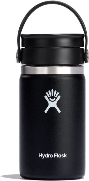 Hydro Flask Wide Mouth with Flex Sip Lid - Insulated 12 Oz Water Bottle Travel Cup Coffee Mug - Black W12BCX001