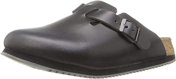 Birkenstock Boston Super Grip Leather Unisex Slipper - Black