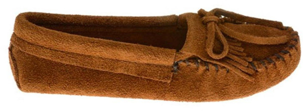 Minnetonka Womens Kilty Suede Softsole Moccasin - Brown - 6 M US 102-BROWN-6