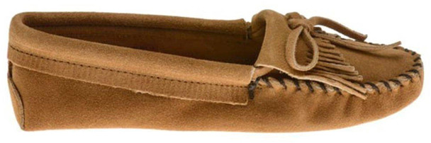 Minnetonka Womens Kilty Suede Softsole Moccasin - Taupe - 6.5 M US 107T-TAUPE-6.5