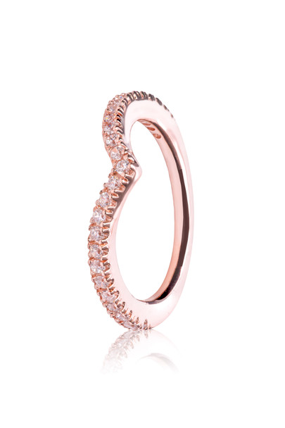 PANDORA Shimmering Wish Clear CZ Wishbone PANDORA Rose ring with clear CZ 186316CZ-44