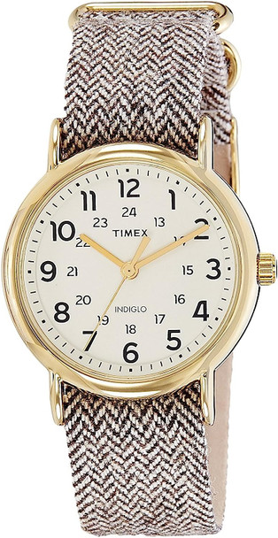Timex Gold-Tone Textile Ladies Watch TW2P71900