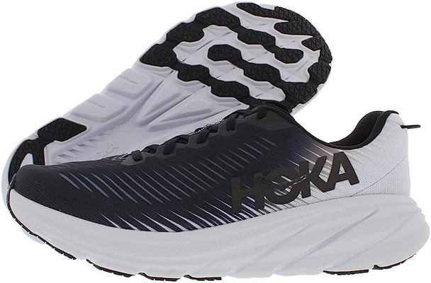 HOKA ONE Rincon 3 Mens Running Shoes - Black/White