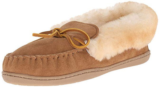 Minnetonka Womens Alpine Sheepskin Moccasin - Golden Tan - Size 9 3371-TAN-9